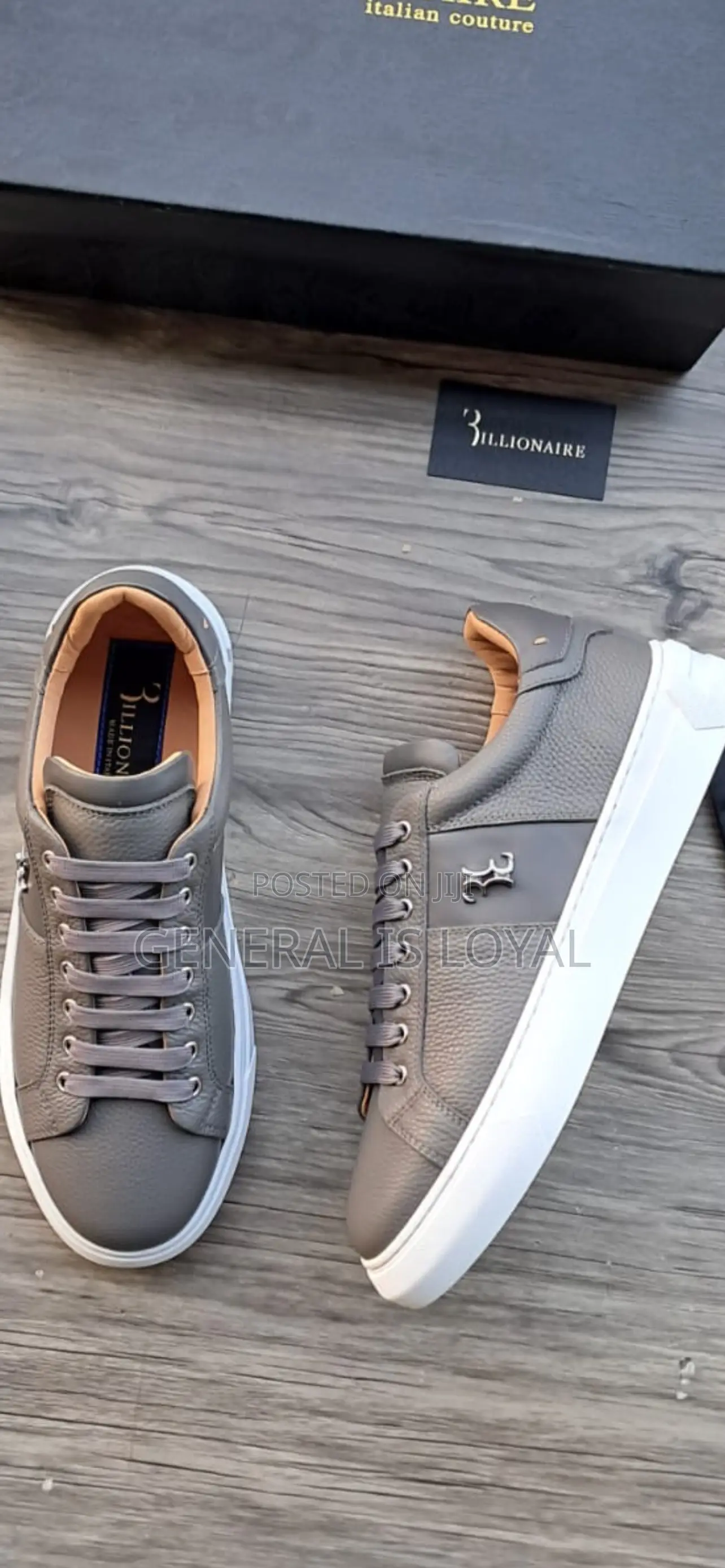 Billionaire Lo-top Sneakers In Gray Calf Leather