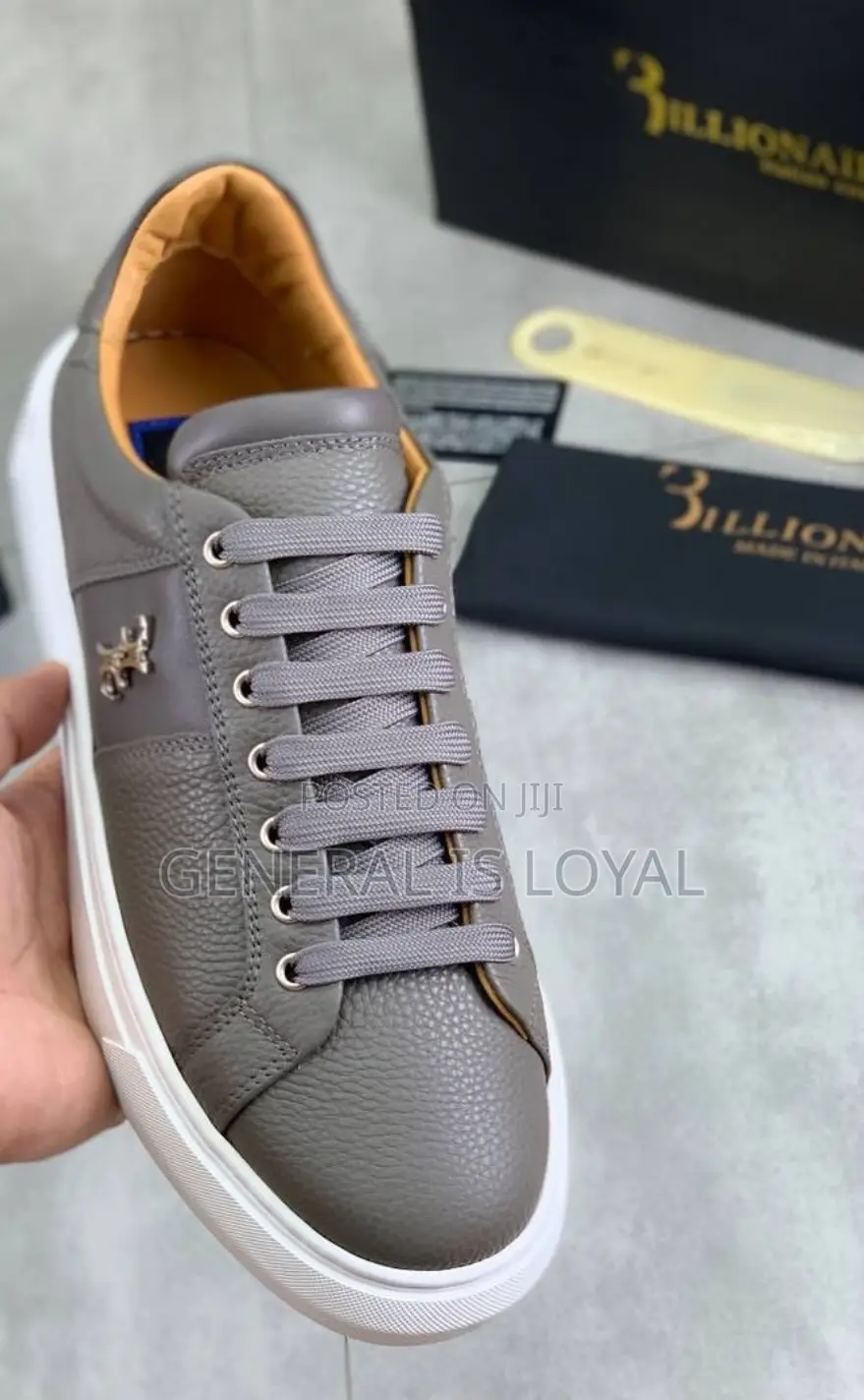 Billionaire Lo-top Sneakers In Gray Calf Leather
