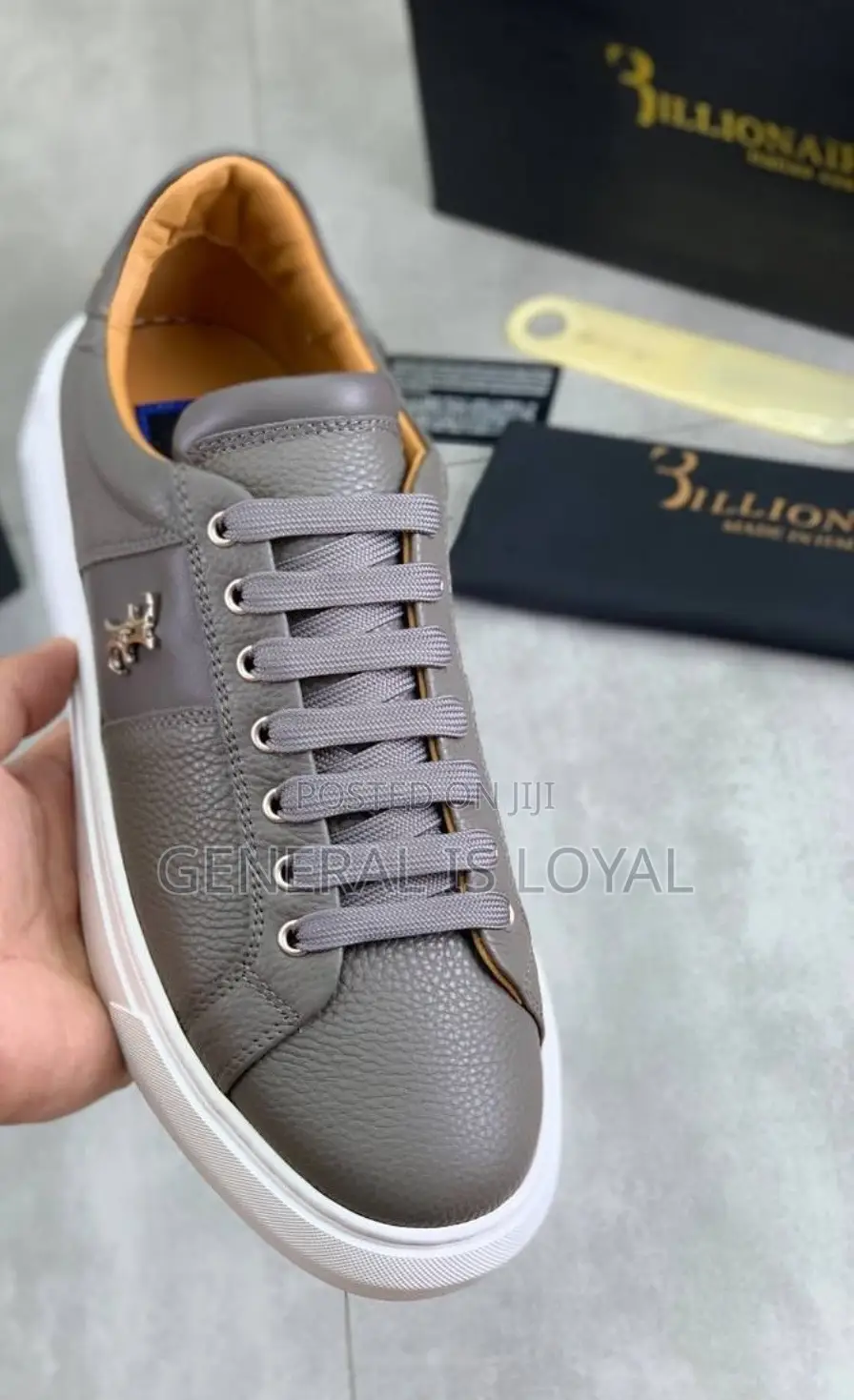 Billionaire Lo-top Sneakers In Gray Calf Leather