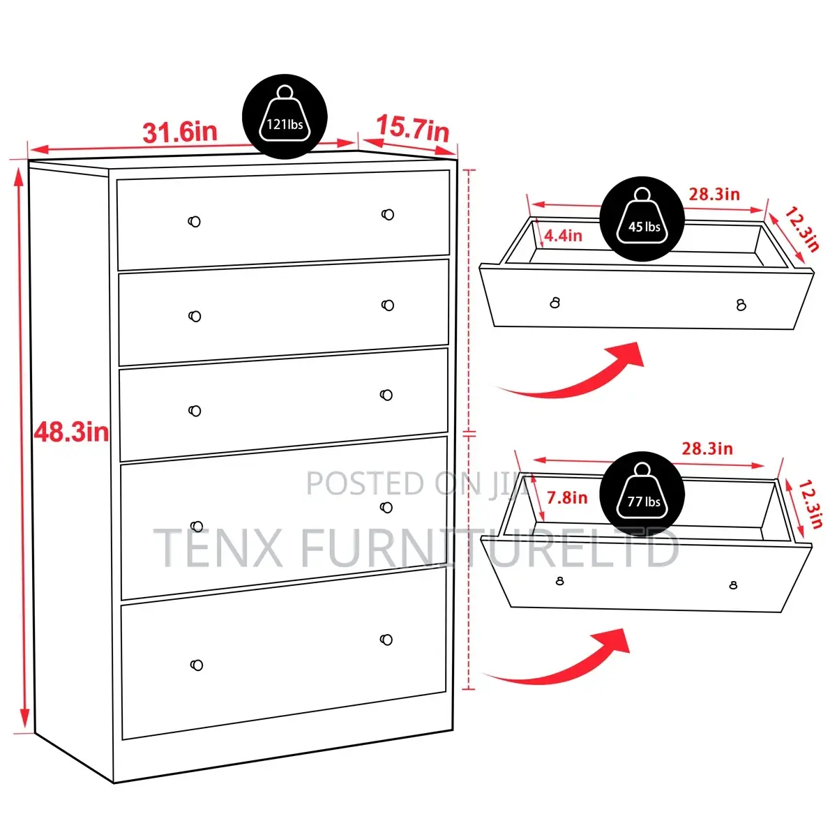 Chest of Drawers (Black Iin)