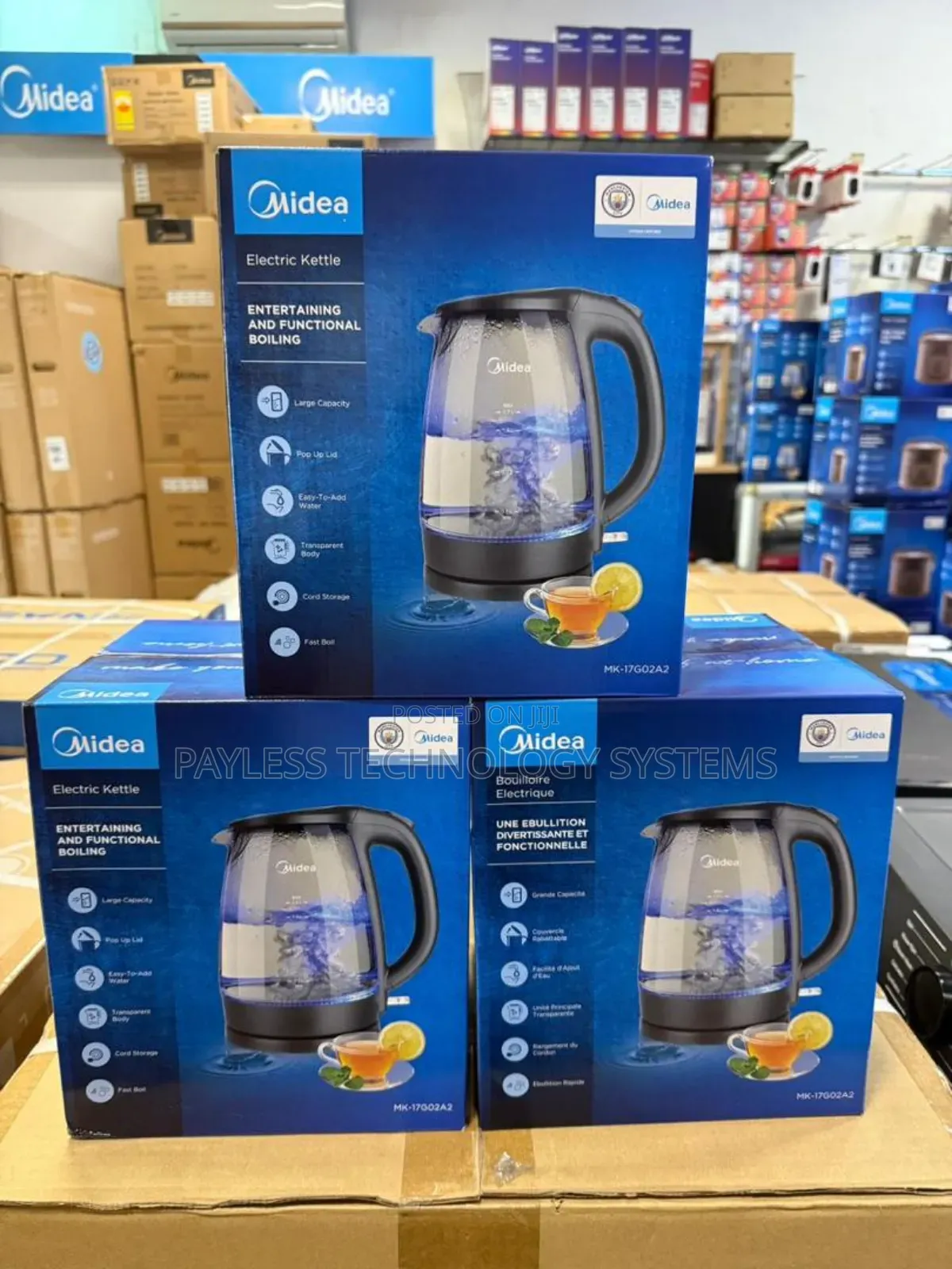 Midea Transperent Glass Auto-Cut Kettles