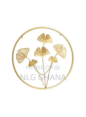 60cm / 23.6" Golden Ginkgo Leaf Metal Wall Art Round. Ghx7532