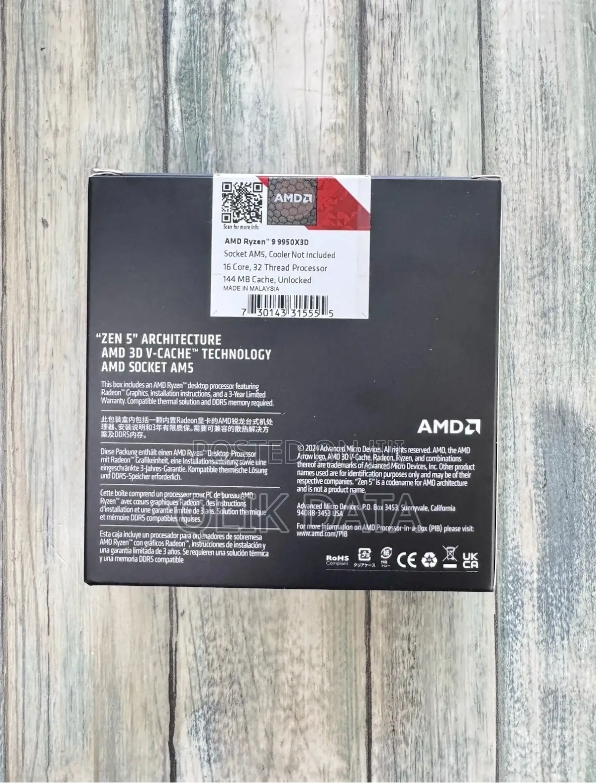 Amd Ryzentm 9 9950x3d 16-Core, 32-Thread Unlocked Desktop Processor
