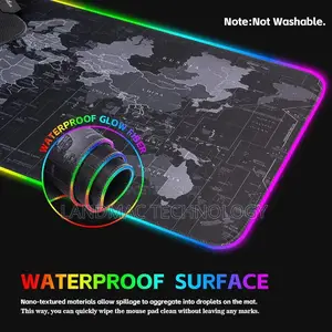 World Map Mouse Mat Design Gamer Computer Extra Large Led Mousepad