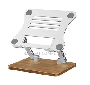 Laptop Stand J32 Wooden Base Metal Cooler Adjustable