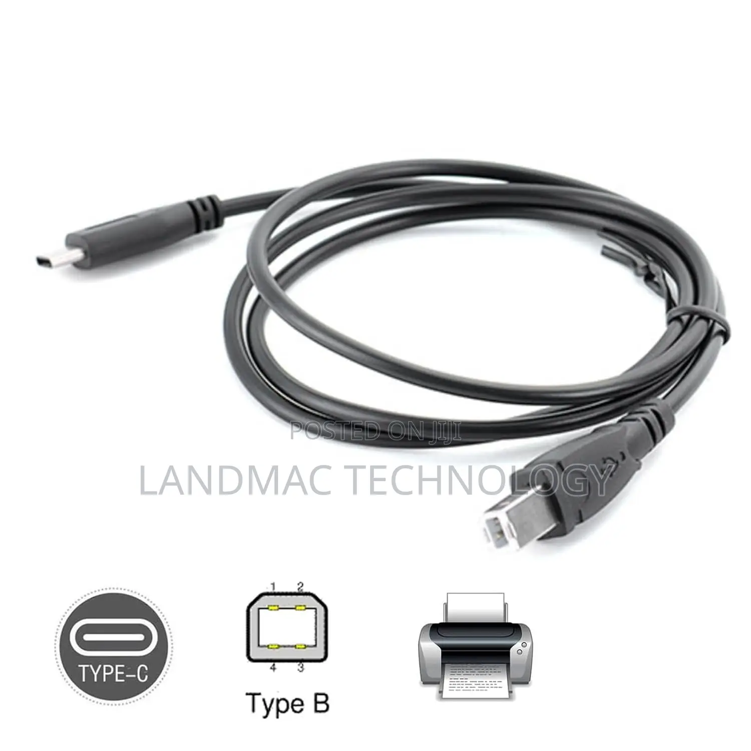 Usb-B to Usb-C Cable – 2m High-Speed Printer Transfer