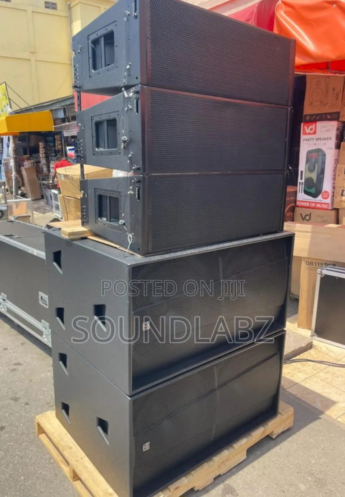 3piece 12inches Line Array Speakers With Martins Audio Bass & Rack Set