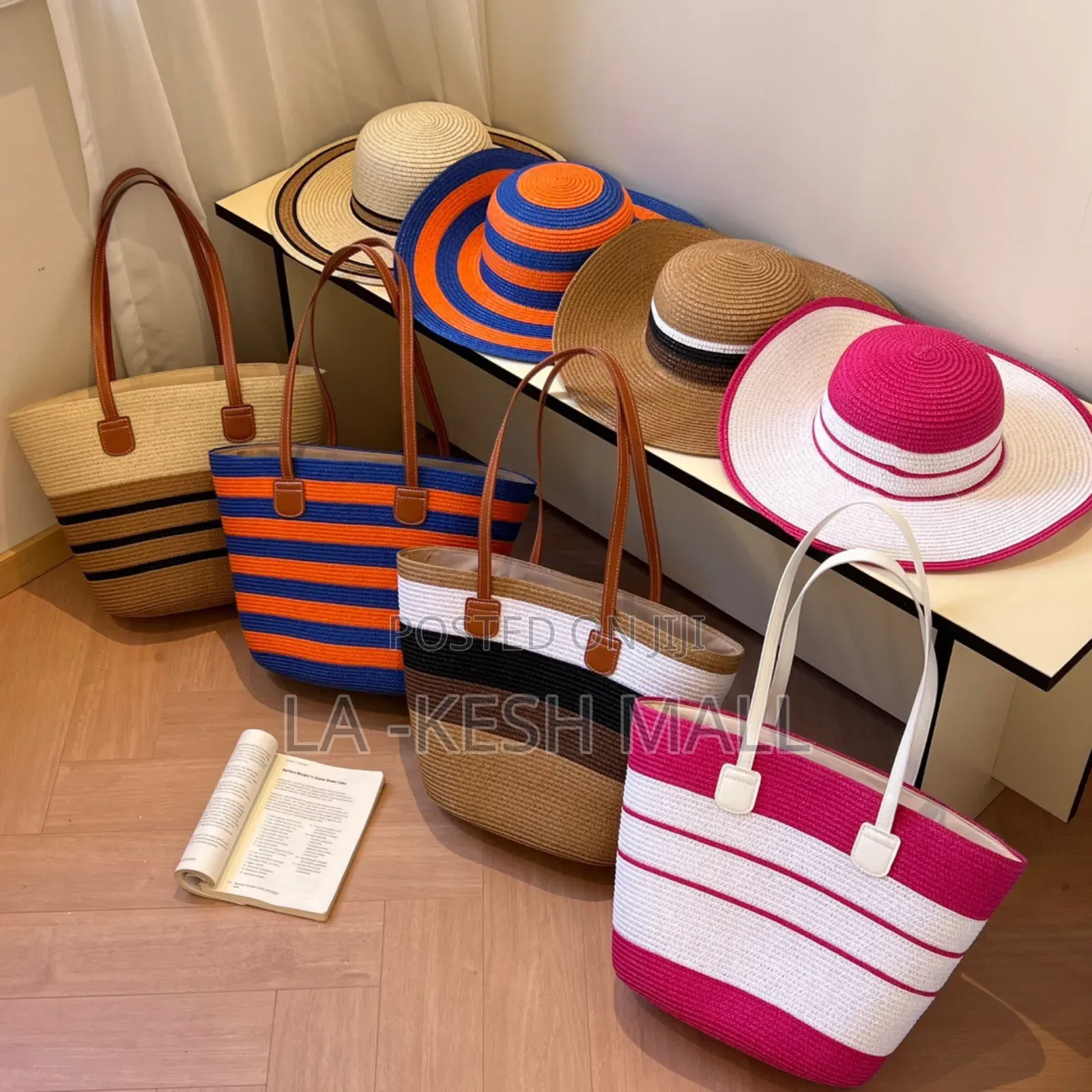 Stylish Woven Beach Hats and Matching Tote Bags