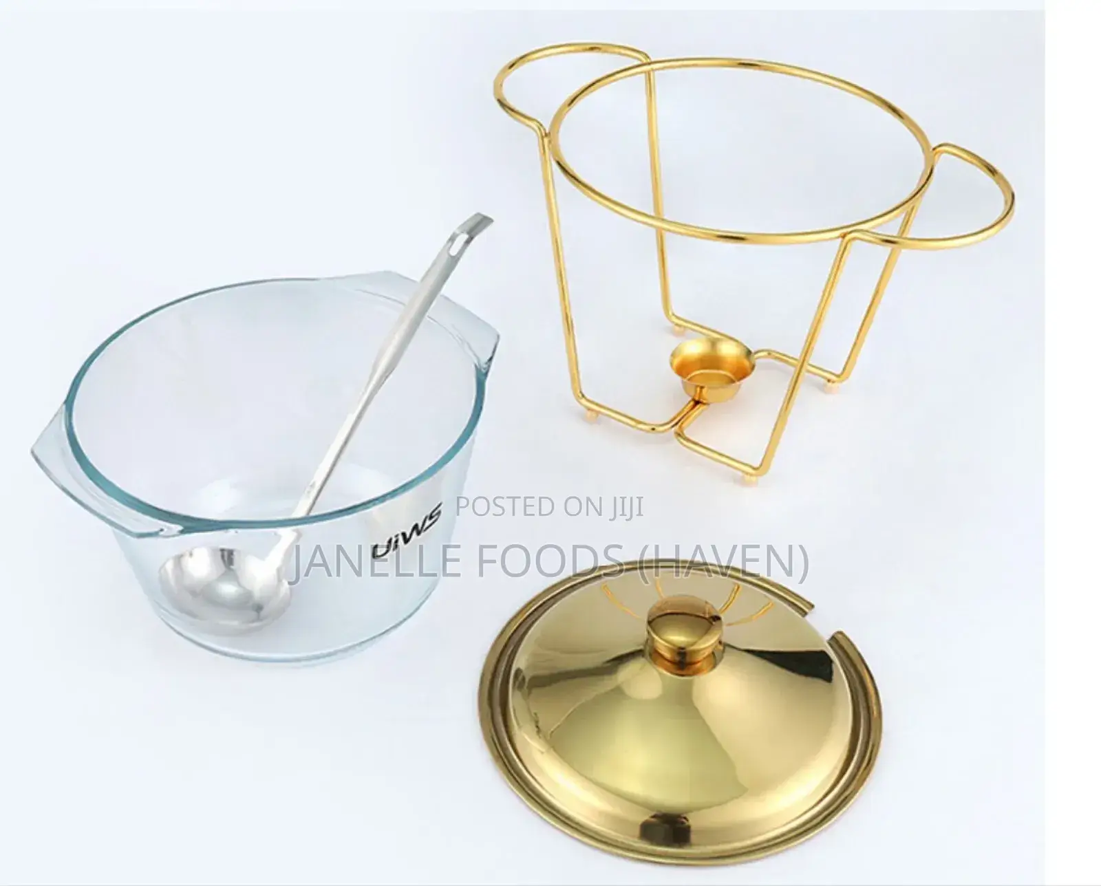 Deluxe Round Gold-toned Glass Chafing Dish