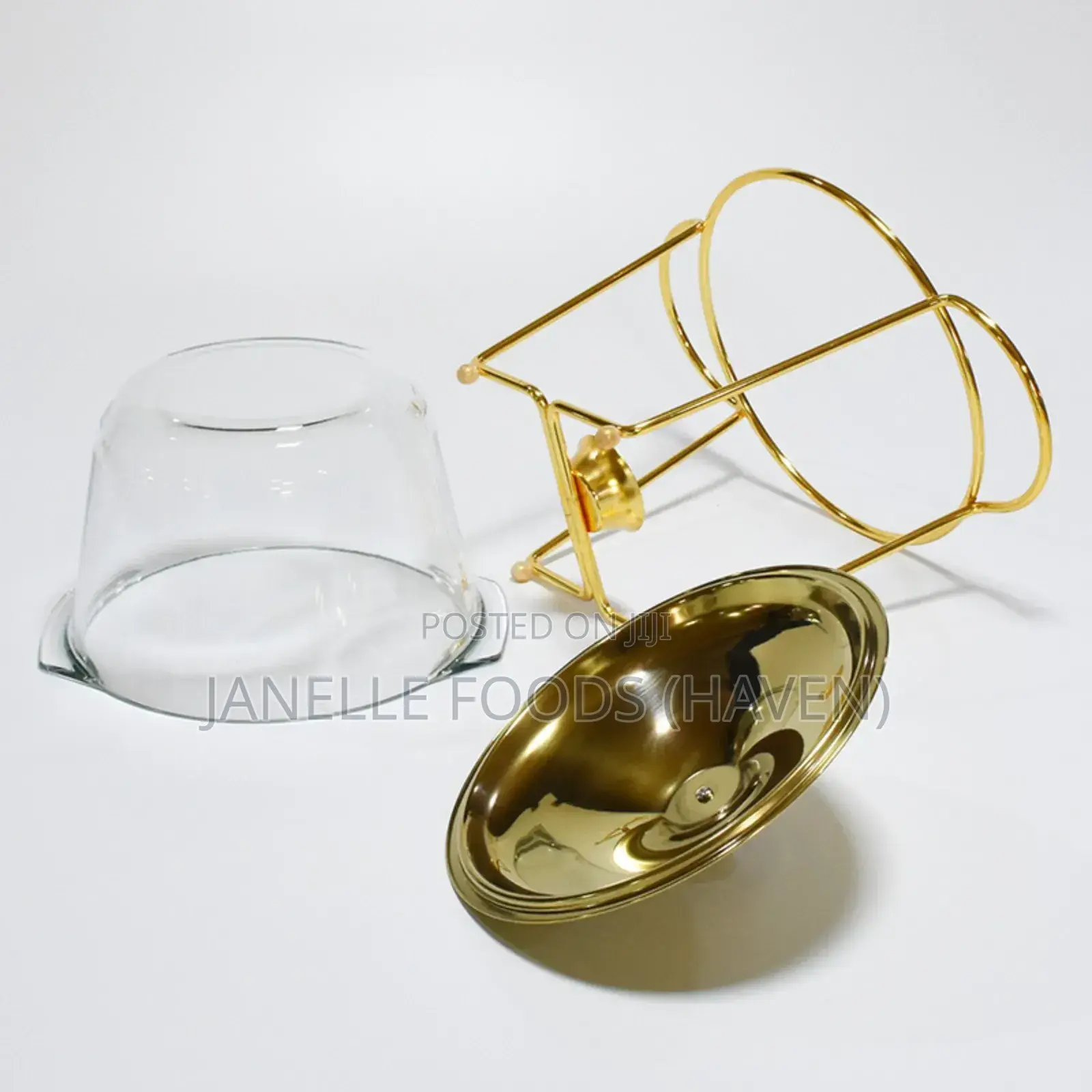Deluxe Round Gold-toned Glass Chafing Dish