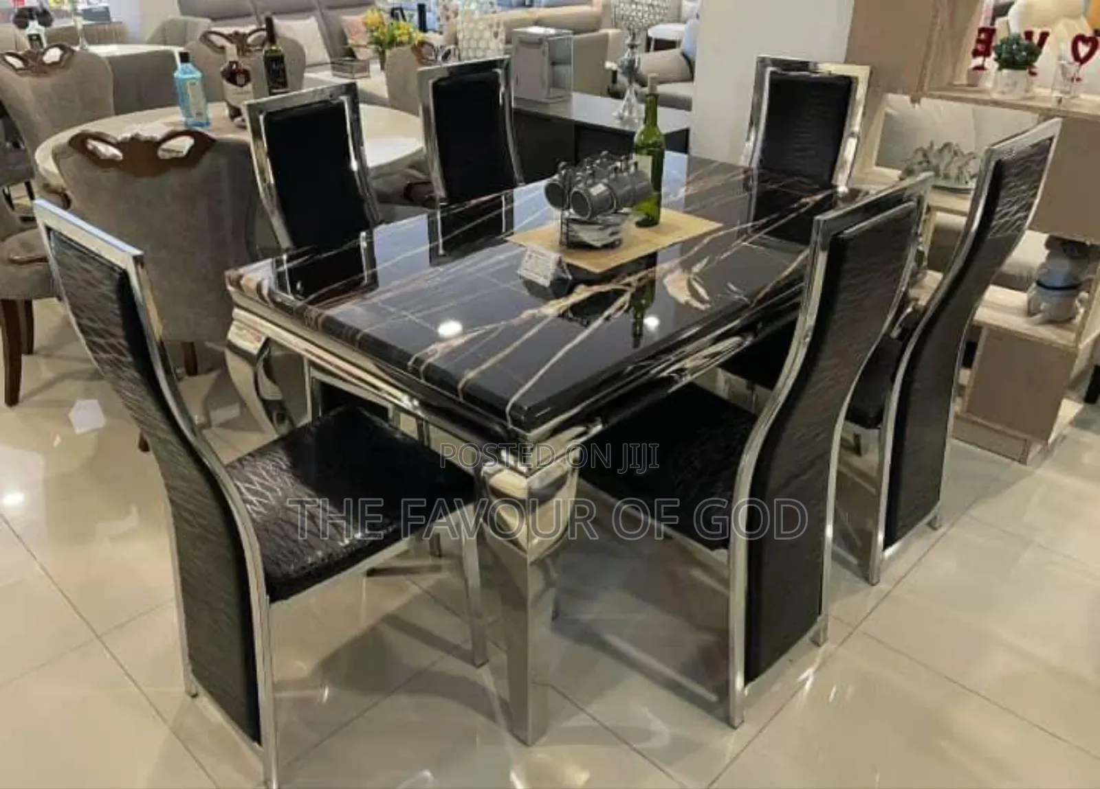 An Ornate Dining Set Marble ,6seater
