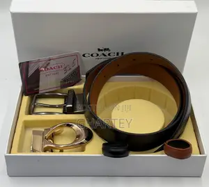 Luxury Double Buckle Men’S Reversible Belt Set