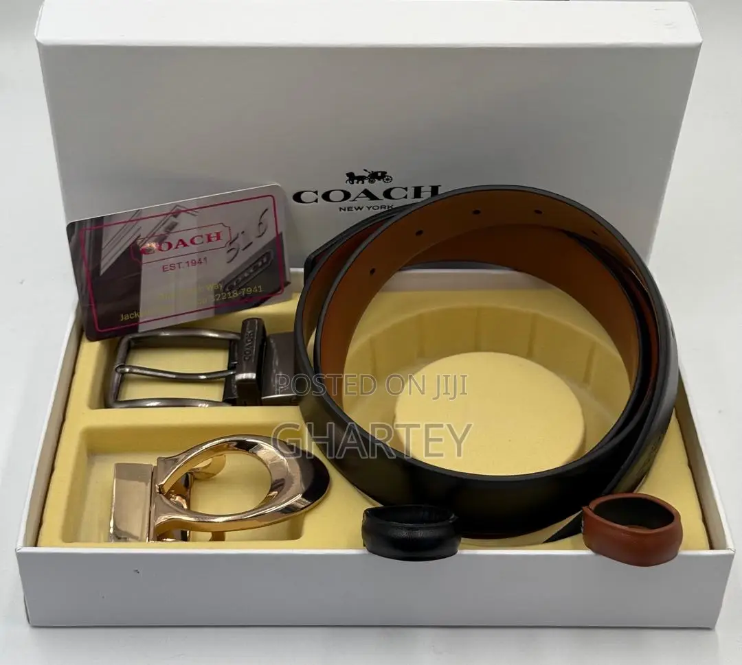 Luxury Double Buckle Men’S Reversible Belt Set