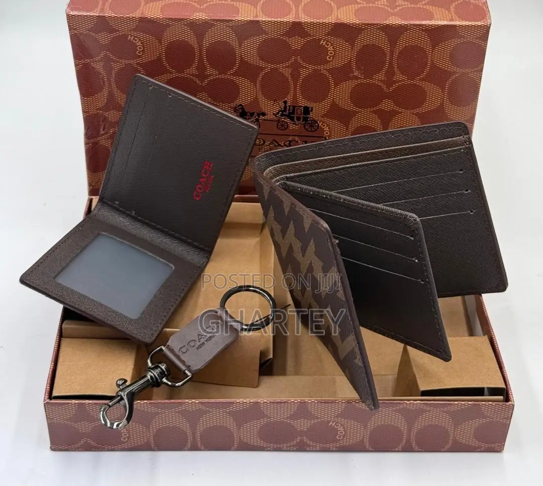 Men’S Black Leather Gift Set – Wallet, Card Case Key Fob