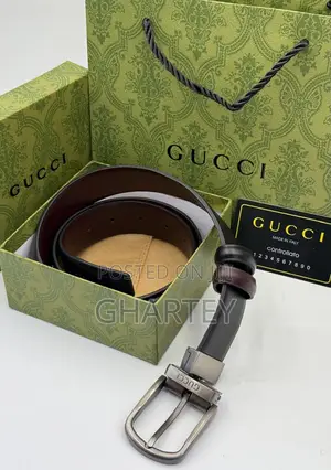 Gucci Reversible Pin Designer Buckle Leather Belt - Black/Brown