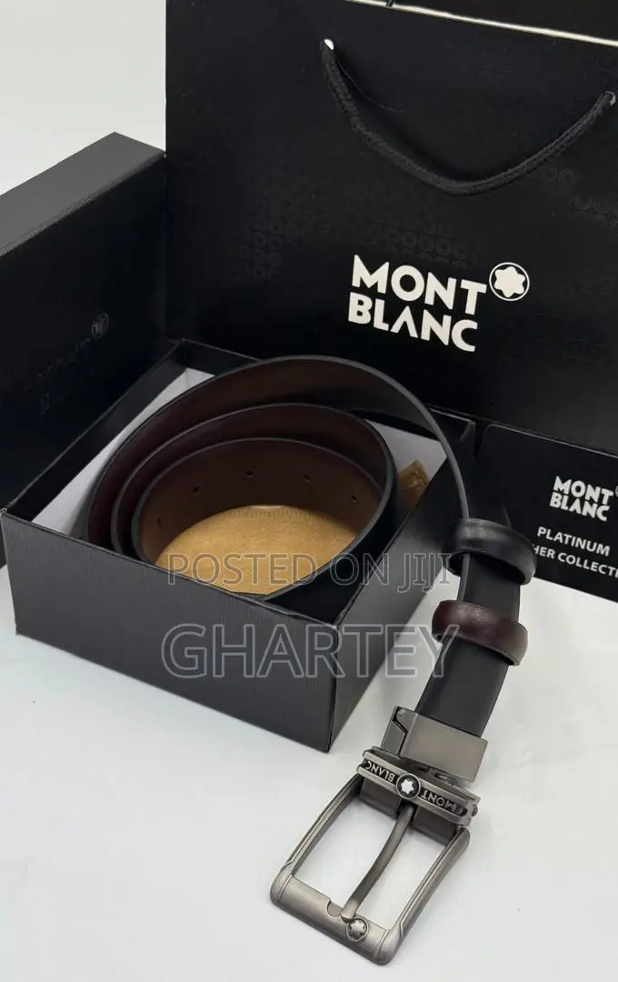 Mont Blanc Pin Buckle Reversible Leather Belt
