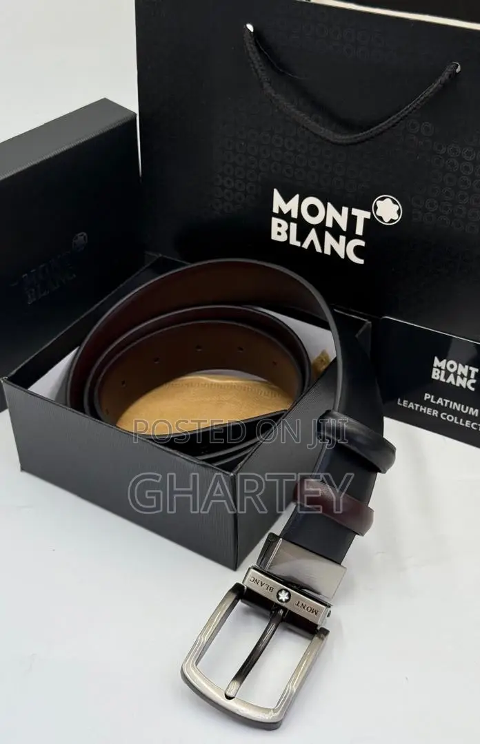 Mont Blanc Pin Buckle Reversible Leather Belt