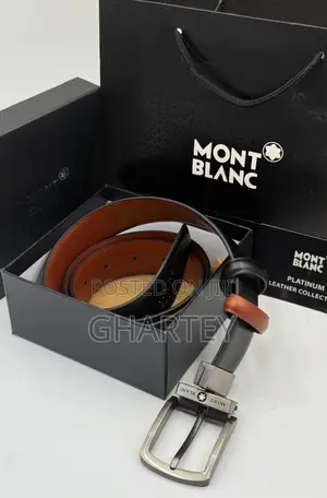 Mont Blanc Pin Buckle Reversible Leather Belt