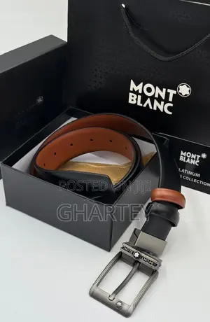 Mont Blanc Pin Buckle Reversible Leather Belt