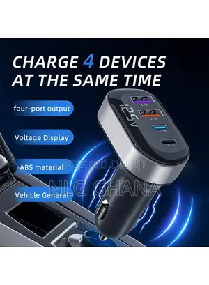 Usb-a + Type-C 4-Port Car Charger Fast Charging Adapter. Tvx29455