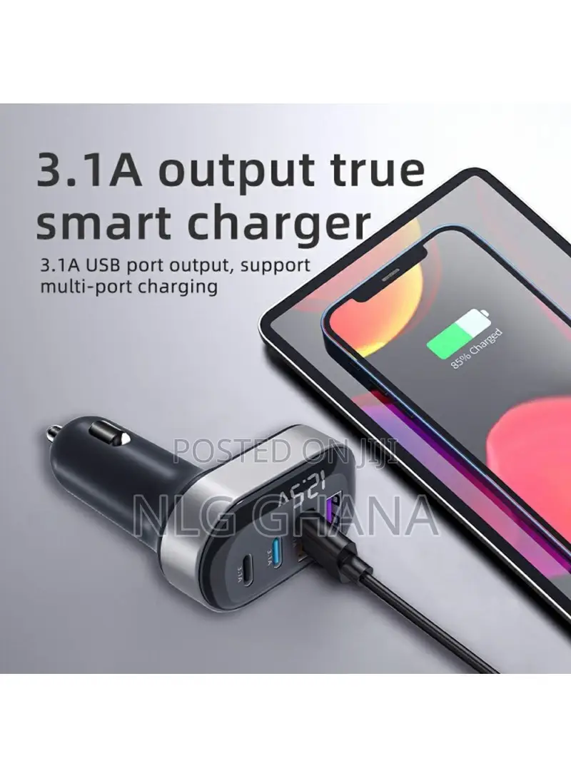 Usb-a + Type-C 4-Port Car Charger Fast Charging Adapter. Tvx29455
