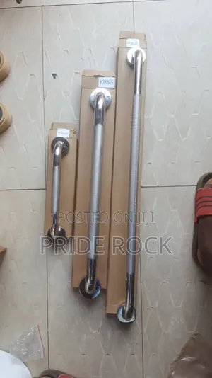 Towel Bar, Grab Bar, Black And Stainless, Chrome