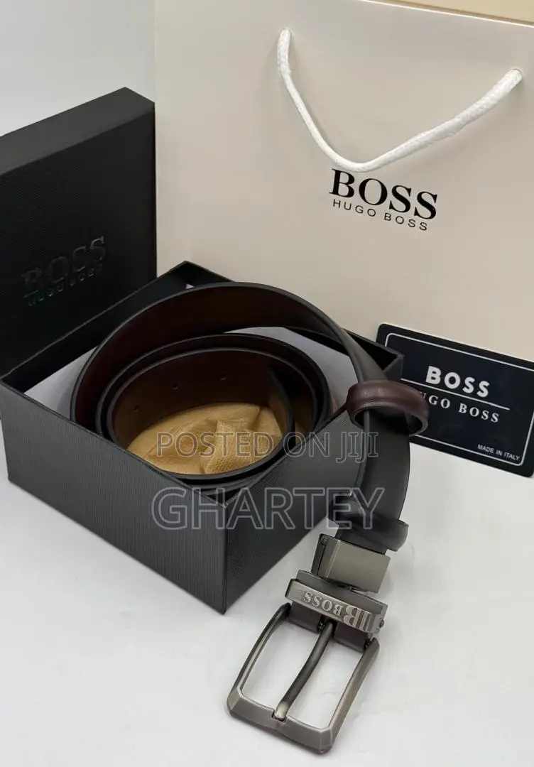 Boss Leather Reversible Belt in Box Neatly Packaged