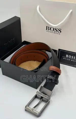 Boss Leather Reversible Belt in Box Neatly Packaged
