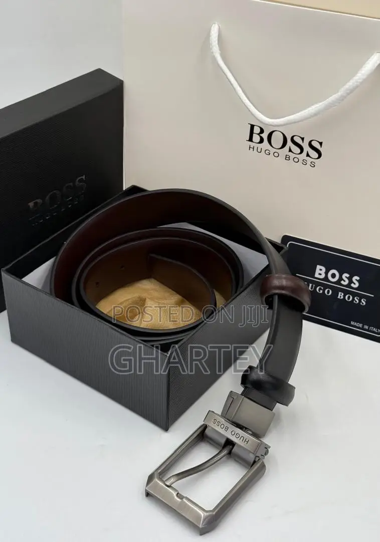 Boss Leather Reversible Belt in Box Neatly Packaged