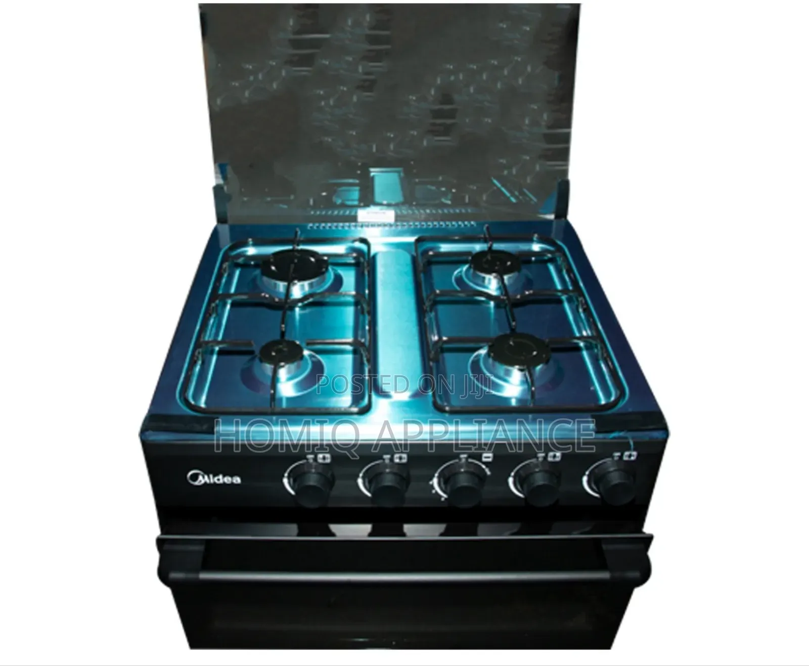 Midea 60×60 4 Burner Gas Cooker W/ Grill | Black [M-Sniper60-Black]