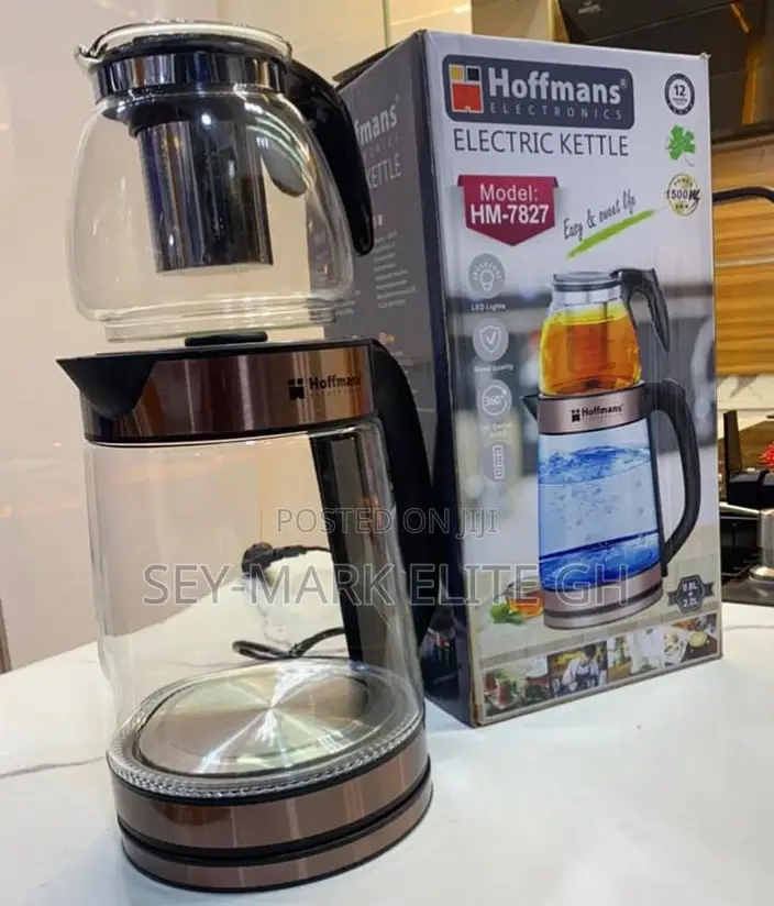 Hoffman 2 In1 Electric Glass Kettle