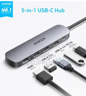 Anker Usb C Hub, 5-in-1 With Hdmi, 100w for Laptops Phones From Usa