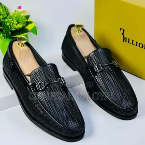 Billionaire Black Leather Men Loafers Shoe