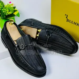 Billionaire Black Leather Men Loafers Shoe