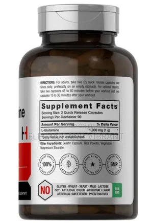 L-glutamine 1000mg Per Serving | 180 Capsules