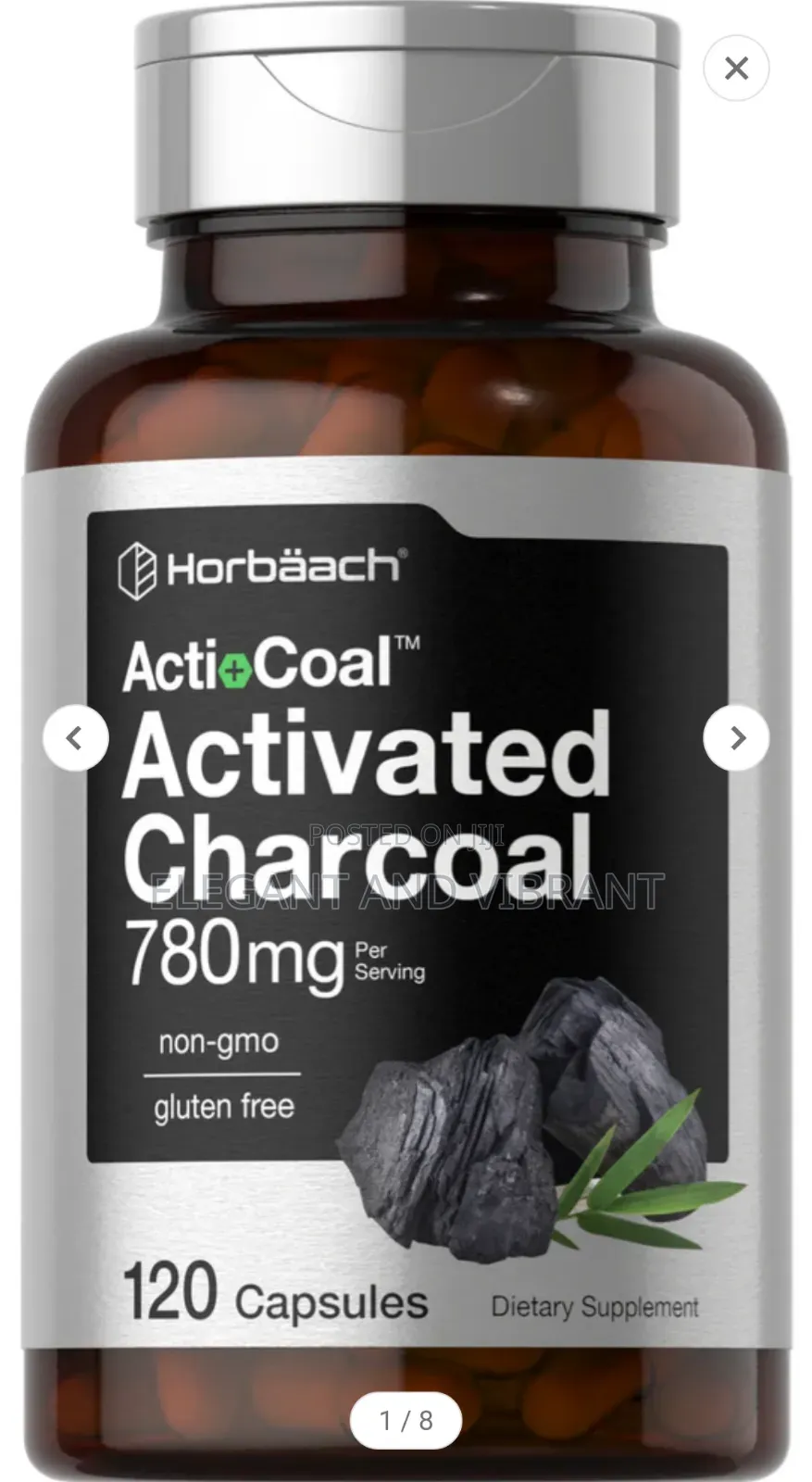Charcoal 780mg Per Serving | 120 Capsules