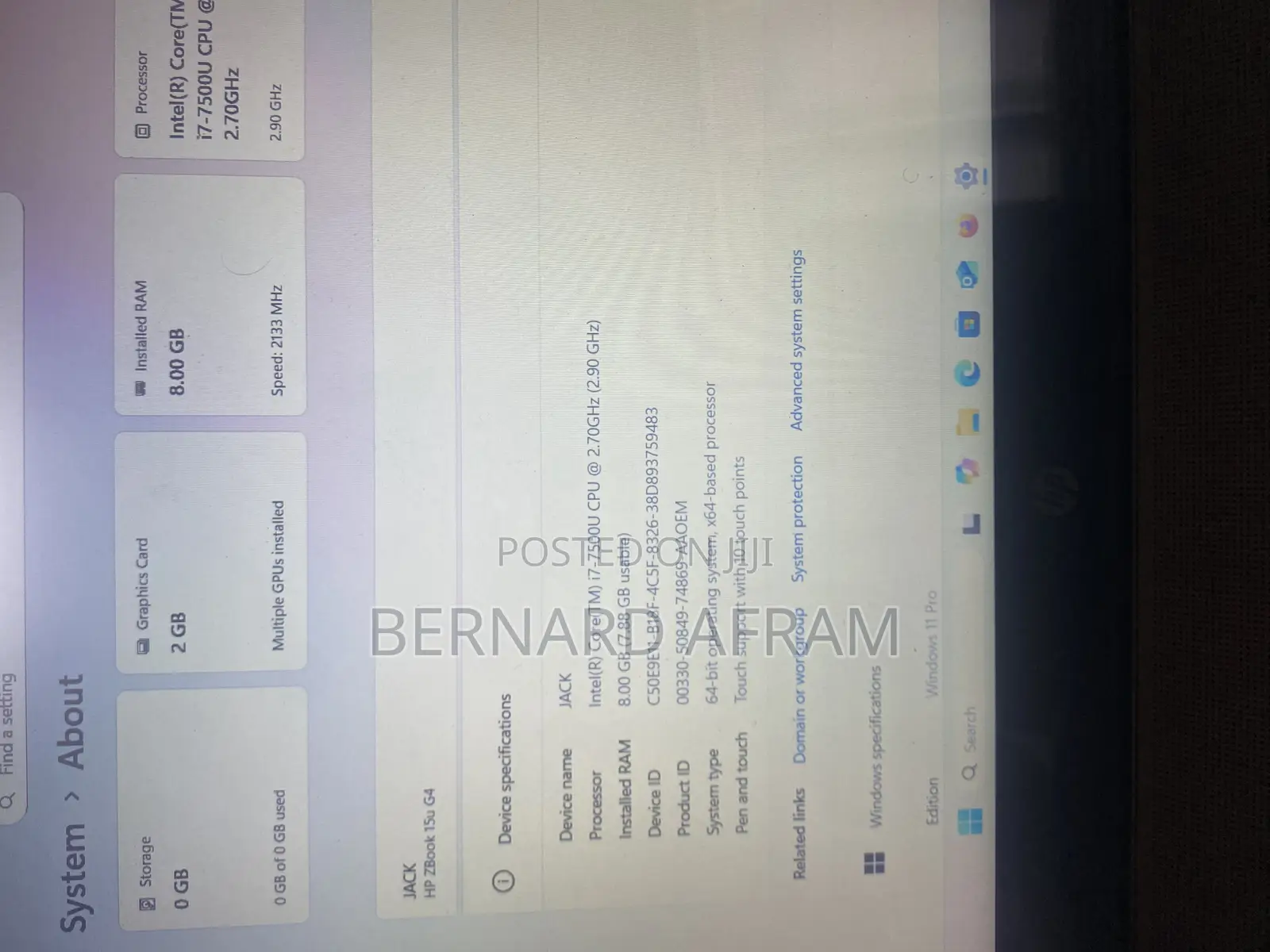 Laptop HP 240 G4 8GB Intel Core i7 HDD+SSD 350GB
