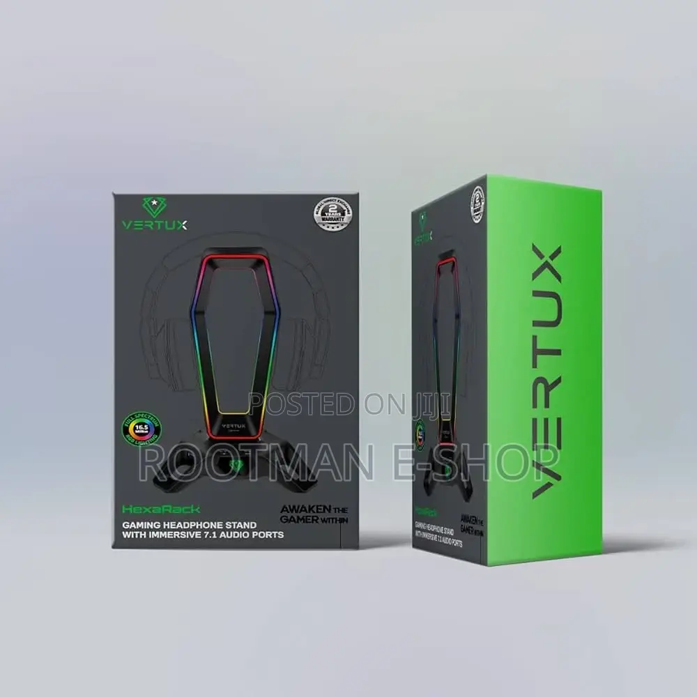 Vertux Hexarack Gaming Headphone Stand, With Immersive 7.1 Audio Ports