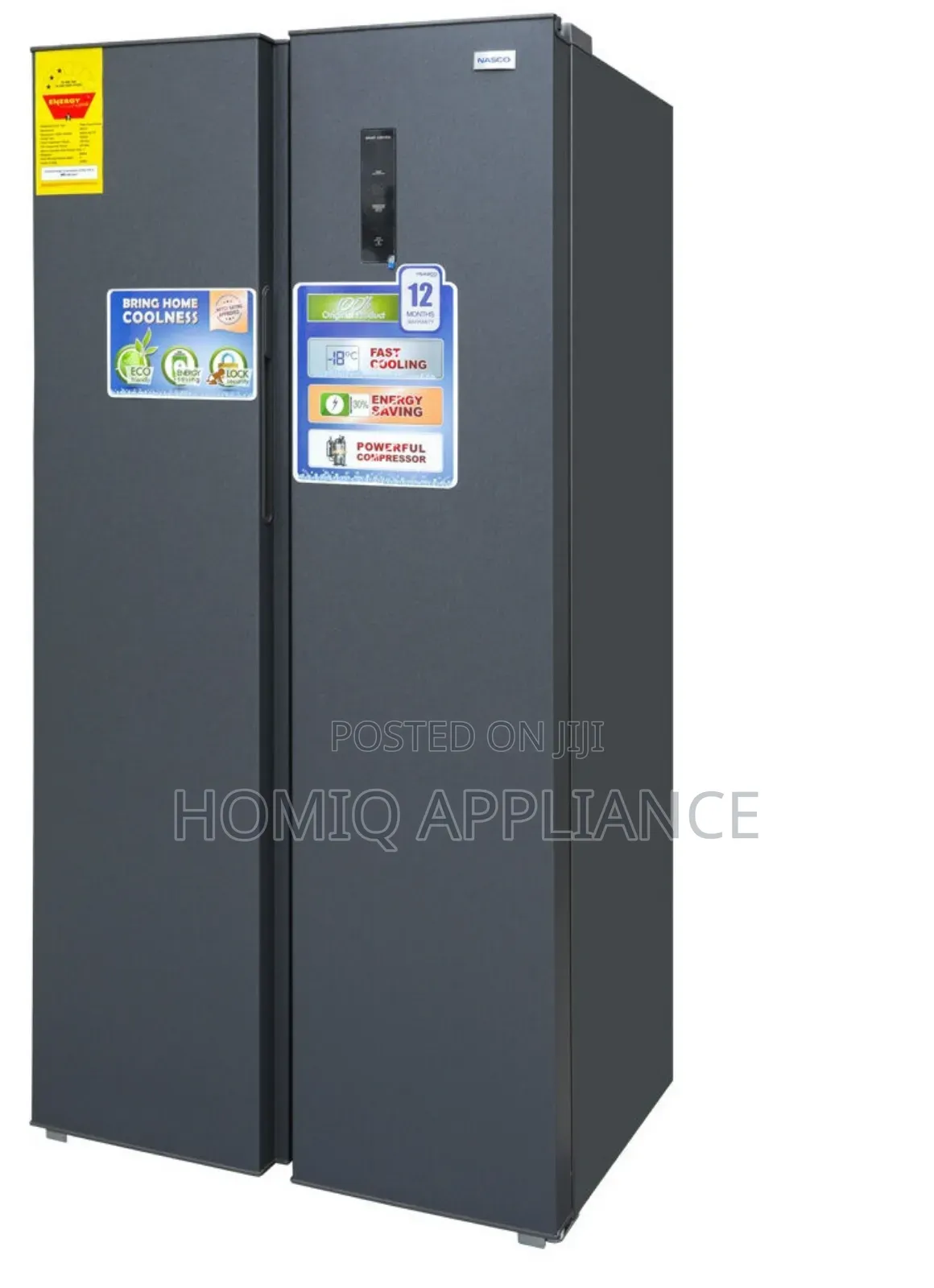 Nasco 400ltrs Side by Side Refrigerator Metalic Silver