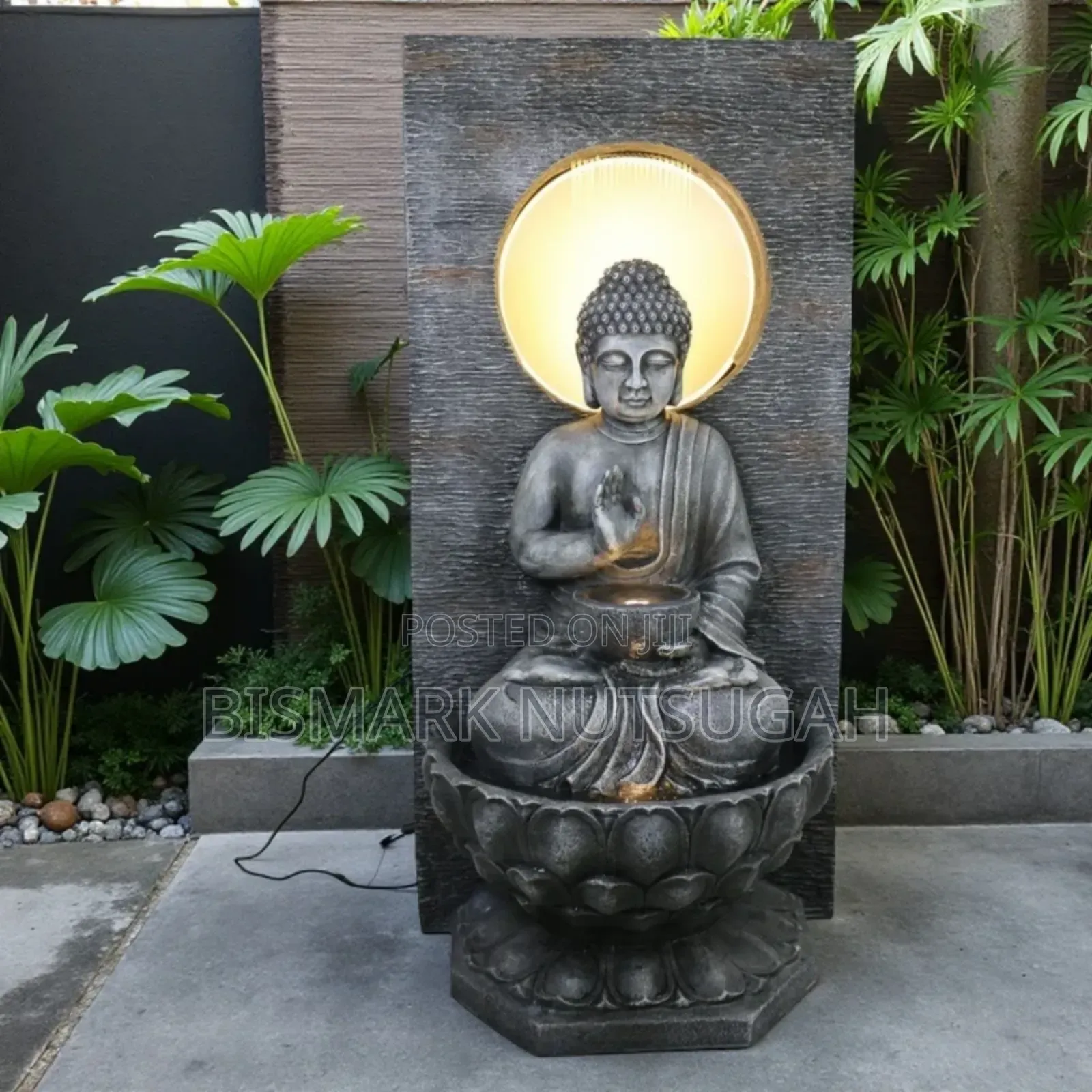 Marble Buddha Praying Statue With Water Fountain