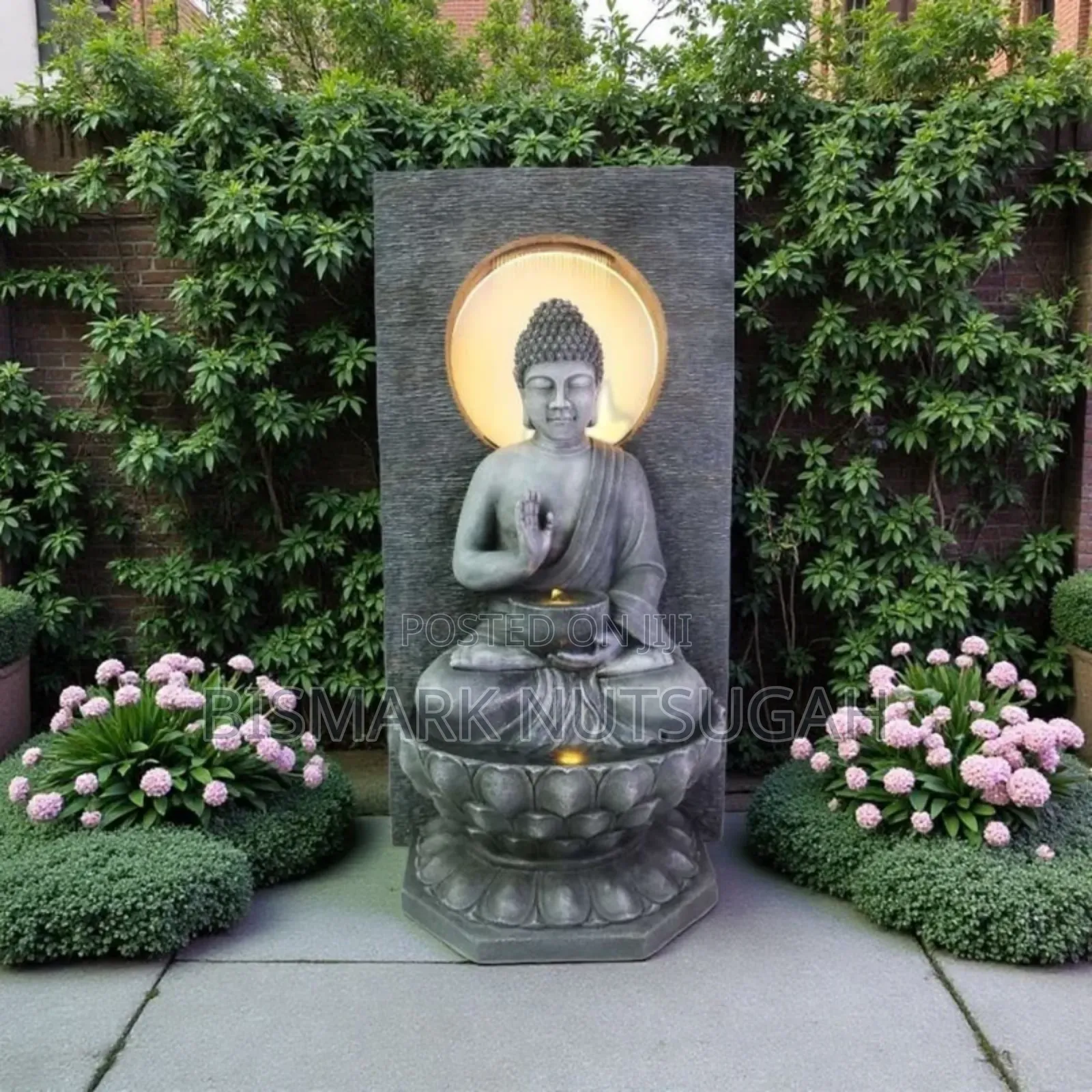 Marble Buddha Praying Statue With Water Fountain