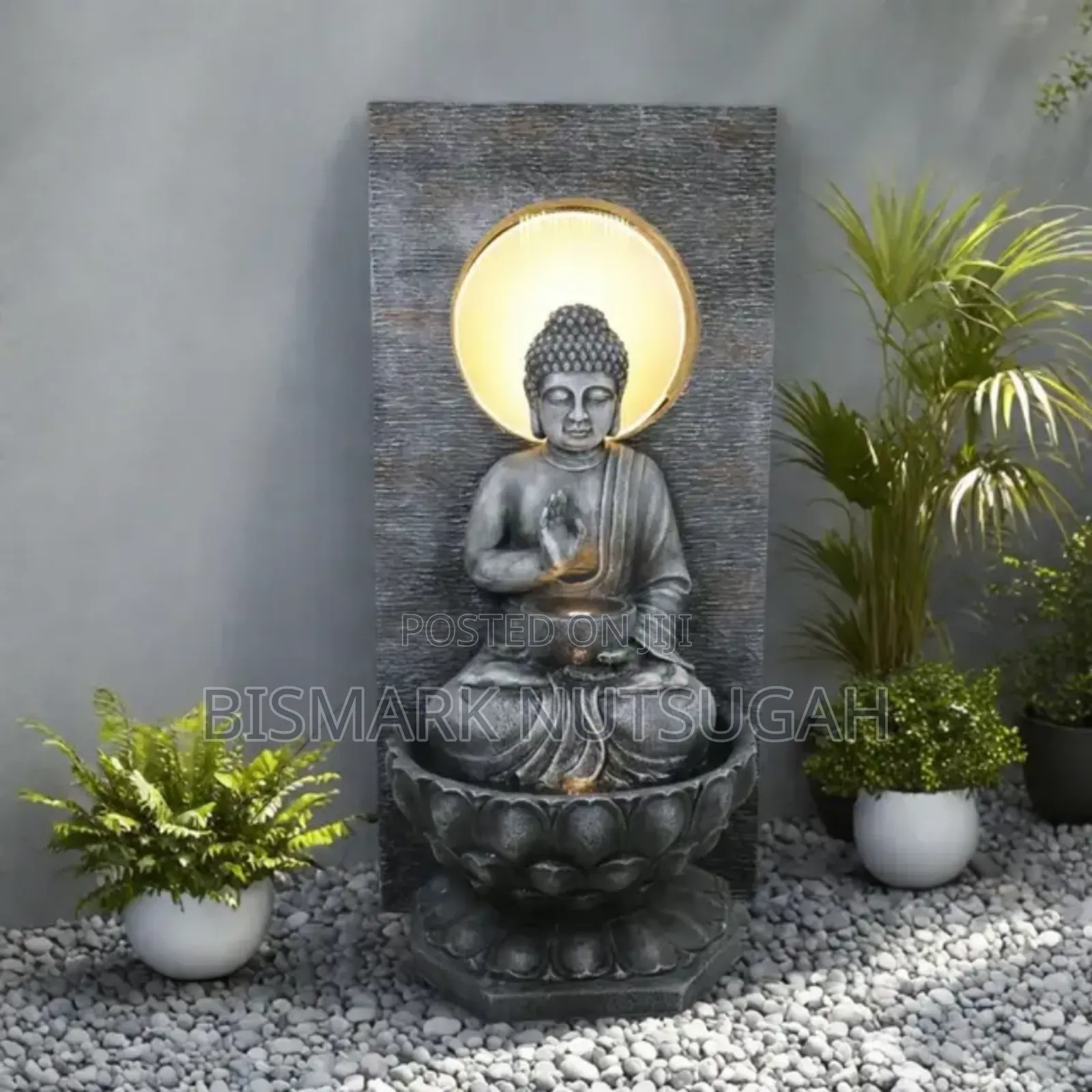 Marble Buddha Praying Statue With Water Fountain
