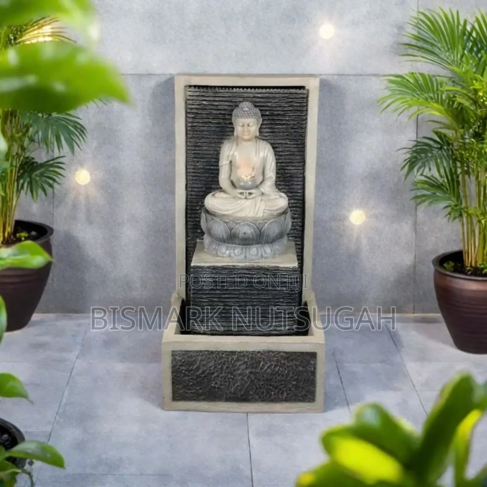 Marble Buddha Praying Statue With Water Fountain