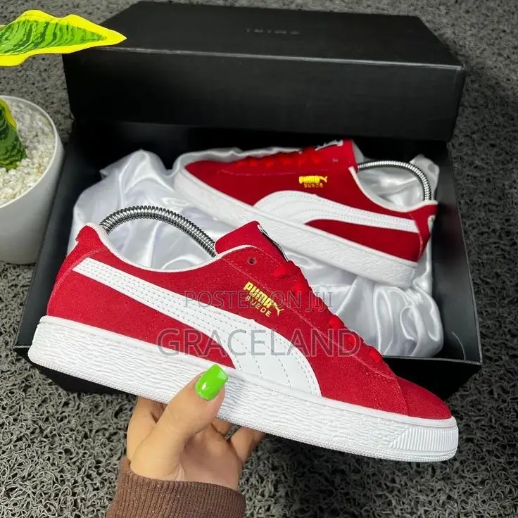 This Is Original Puma Suede Red Sneaker Classic for Men-Female