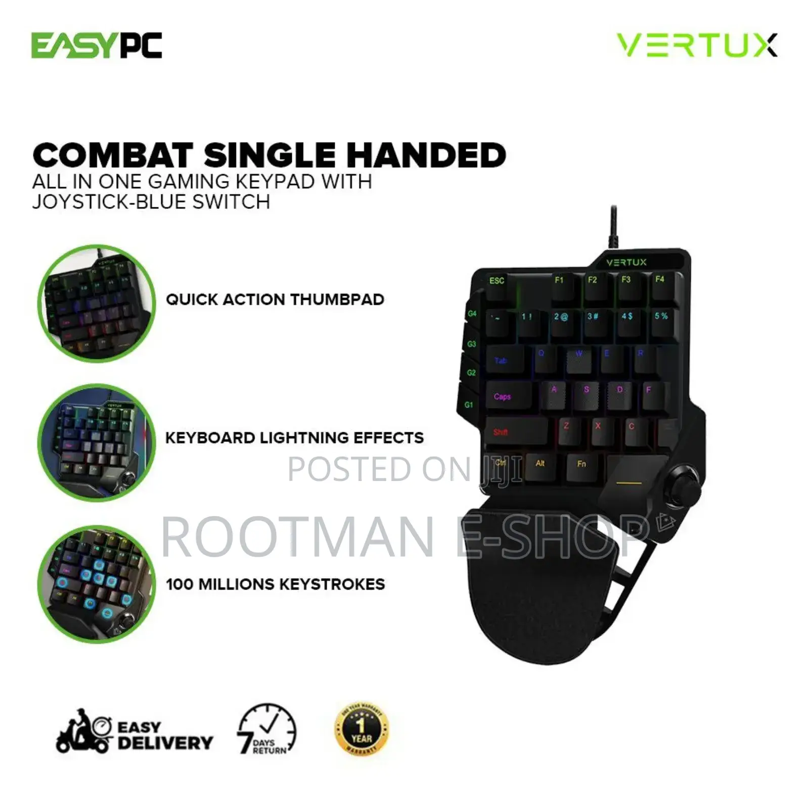 Vertux Combat Single Handed Gaming Keypad With Joystick