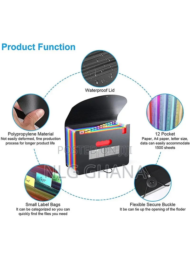 24 Pockets Expanding File Folder A4 Size Filing Box Document. Tvx17299