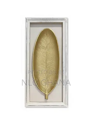 Golden Leaf Wall Art Wooden Frame | Modern 3d Leaf. Ghx7537