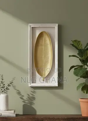 Golden Leaf Wall Art Wooden Frame | Modern 3d Leaf. Ghx7537