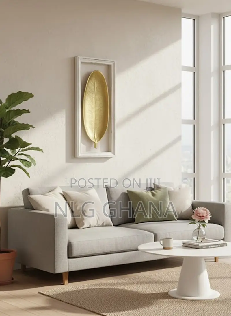 Golden Leaf Wall Art Wooden Frame | Modern 3d Leaf. Ghx7537