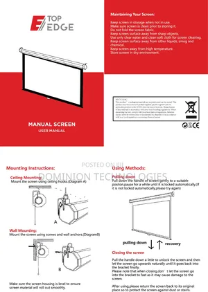 Top Edge 250*250 Manual Projector Screen